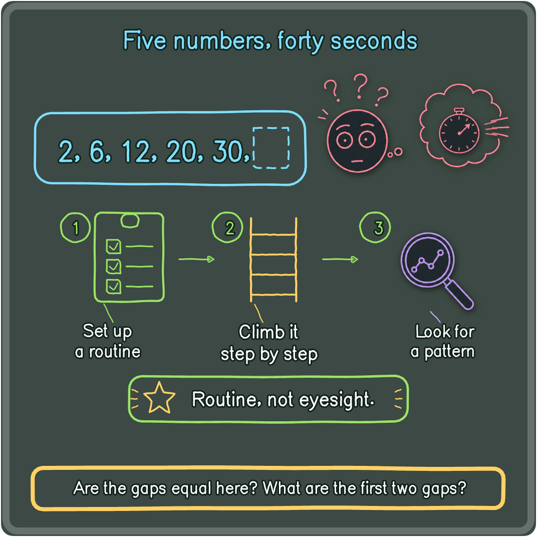 A number-series puzzle on RaySensei's board